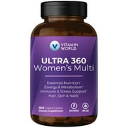 Vitamin World Ultra 360 Multivitamin for Women, Women's Multivitamin with Herbs & Collagen for Hair, Skin & Nails, Supplement with Iron, Vitamin A, B, C, D, E for Energy & Immune Support, 180 Caplets