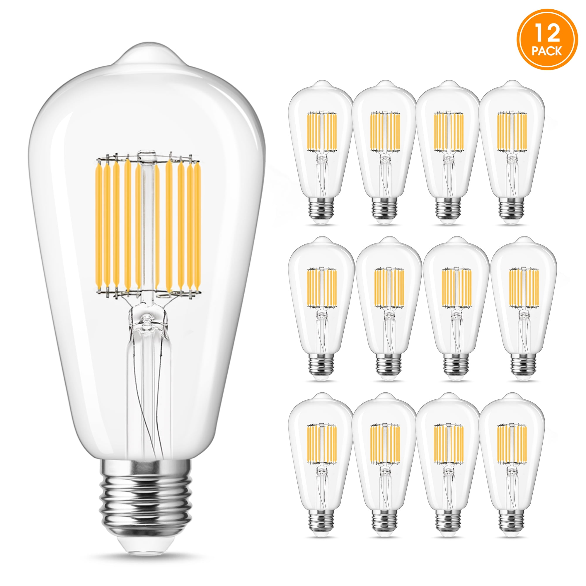 Edison Light Bulb, 2700K Warm White ,Light Cotrol LED Bulbs, 800 Lumens
