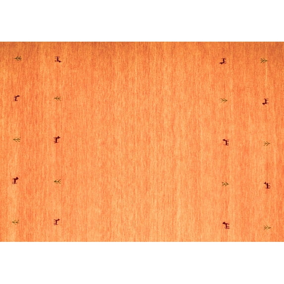 Ahgly Company Indoor Rectangle Abstract Orange Contemporary Area Rugs, 5' x 7'