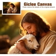 thumbnail image 4 of Jesus Canvas Print Wounded Lamb Soothed Christian Inspirational Wall Art Embrace of Divine Love Religious Framed Painting for Home Living Room Bedroom Decoration 16x12in, 4 of 6