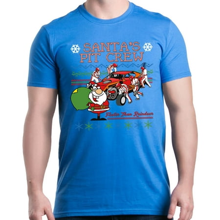 Maroon Santa - Shop4Ever Men's Santa's Pit Crew Faster Christmas Ugly Xmas Graphic T-shirt