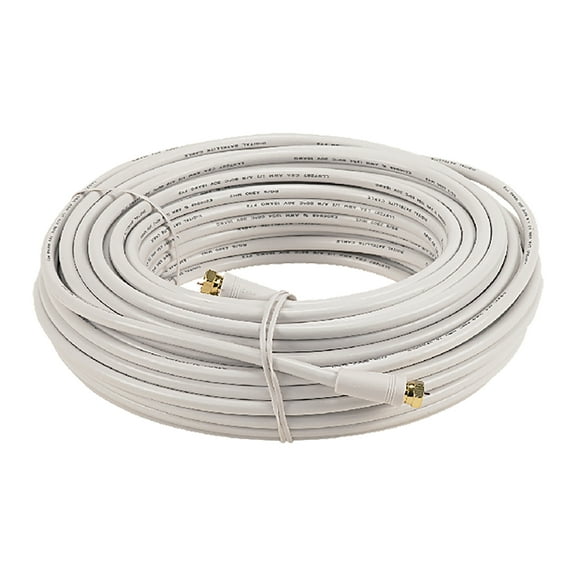 RCA RG6 Coaxial Cable with F-Connectors (50 Ft.; White), VHW112RV