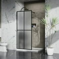 thumbnail image 2 of Goodyo 34" X 72" Walk-in Shower Door, Frosted Tempered Glass Shower Screen , Matte Black Framed Fixed Panels, 2 of 7