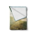thumbnail image 2 of Rustic Wood Soft Flannel Fleece Blanket, Spring Season Mountain Side Landscape with Sun Rays Blurred out of Focus, Cozy Plush for Indoor and Outdoor Use, 50" x 60", Brown and Green, by Ambesonne, 2 of 6