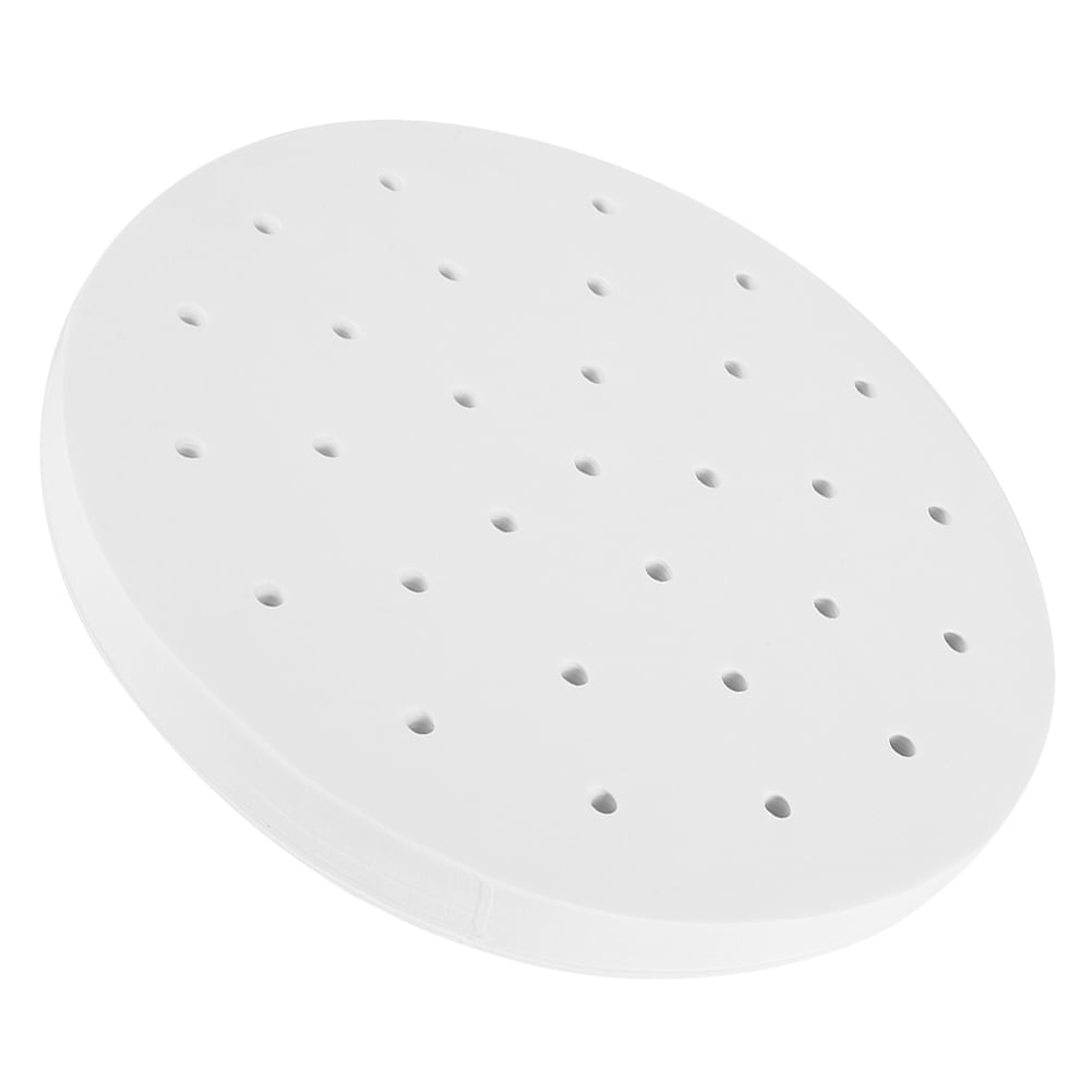 NFTIGB 400PCS Disposable Perforated Steamer Paper 9.4 Inches / 24 cm Round Non-Stick Steaming Basket Liners Mat Air Fryer Baking Sheets Kitchen Tools