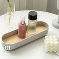 thumbnail image 2 of Narrow Arc Tray Simple Fashionable Versatile Decorative Home Oval Serving Storage Tray for Makeup Fragrance White, 2 of 8