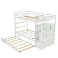 thumbnail image 3 of Aukfa Twin over Twin Bunk Bed with Trundle and Staircase, Wood Bunk Bed with 4 Storage Drawers for Kids, Teens - White, 3 of 8