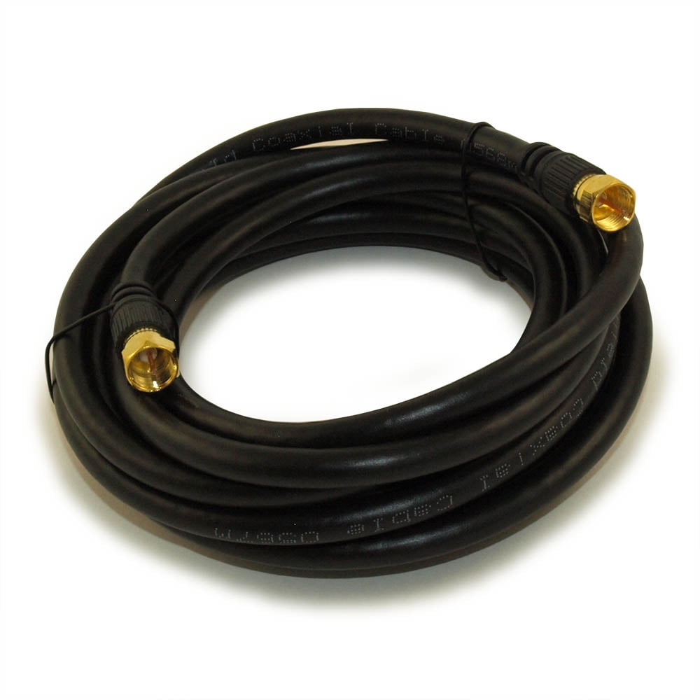 12ft RG6 QUAD SHIELD Black HIBANDWIDTH Coax Cable Ftype Gold Plated