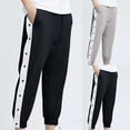 thumbnail image 4 of Button Tear Away Basketball Pants Training Warm up Sweatpants Men's Side High Split Snap Button Pants for Sport, 4 of 4