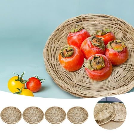 

4 Pcs Paper Plate Holder 10 Inch Round Woven Plate Holder Reusable Paper Plate Holders For Picnic Party trays for classroom