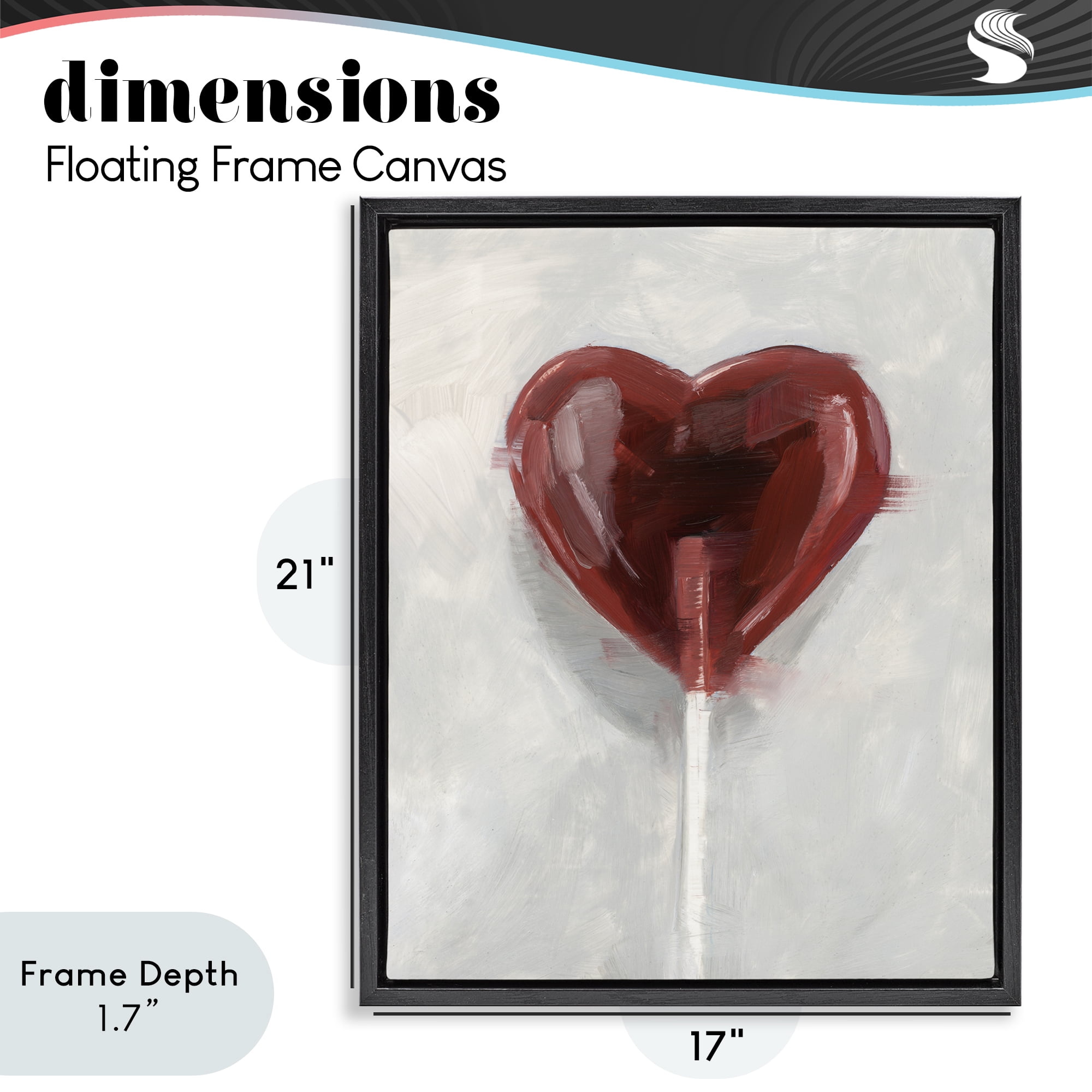 Stupell Industries Heart Shaped Lollipop Black Framed Floater Canvas Wall Art, design by Ethan Harper