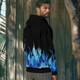 thumbnail image 6 of Men's 3D Printed Hooded Sweatshirt - Eye-Catching Flame Design | Long Sleeve Pullover with Kangaroo Pocket & Drawstrings, 6 of 9