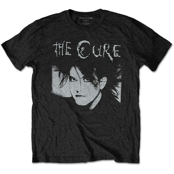 Men's Cure Robert Illustration Slim Fit T-shirt Large Black