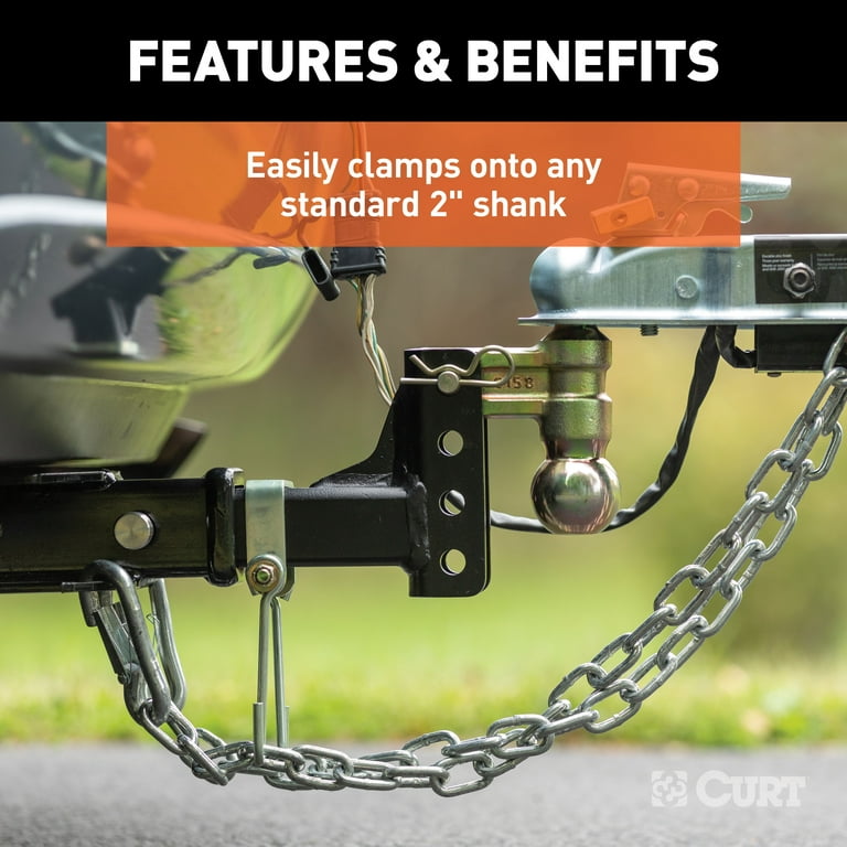 CURT 45806 Trailer Safety Chain Holder Bracket for 2-inch Shank, Bolt-On  Steel Hanger Hooks 