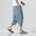 thumbnail image 6 of 2023 Summer Harajuku Calf Length Casual Men's Pants Wide Leg Cotton Linen Harem Baggy Pants Fashion Men's Clothing, 6 of 6