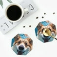thumbnail image 4 of Zufioo Sea Swimming Corgi Print Leather Coaster Set, Decorative PVC Coasters 4-pack - Scald and Stain-resistant, Suitable for Home, Cafes, Restaurants-Octagon, 4 of 6