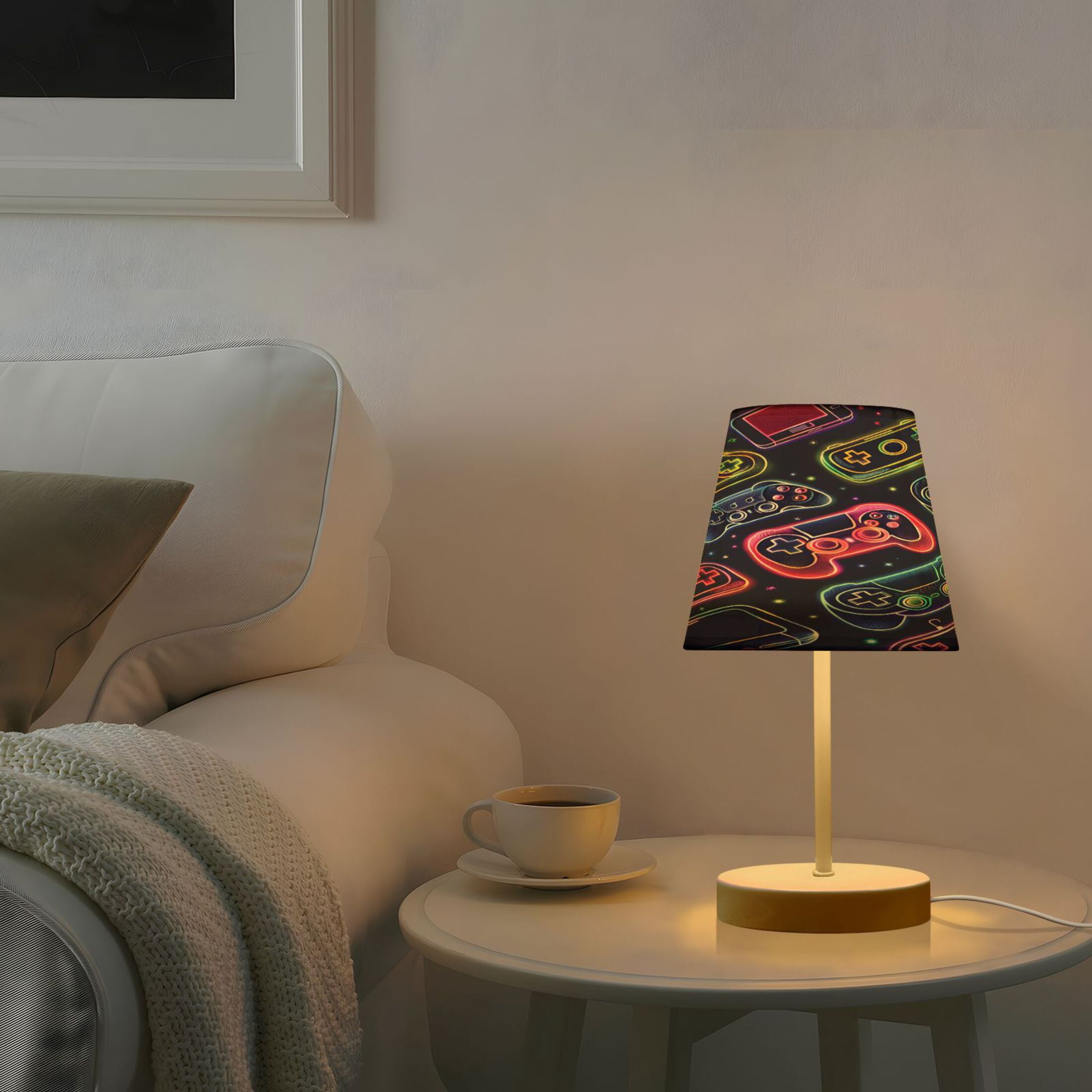 Neon Gaming Joystick Desk Lamp LED Table Nightstand Lamps with 3 Color Temperatures for Home Bedroom Living Room Decor 6x11