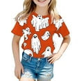 thumbnail image 2 of Huowey Unisex Girls Boys Shirt Halloween Cute Ghost Graphic Themed Party Printed Tee Top Short Sleeve O-Neck Casual Summer T Shirt Outwear,2-3Y, 2 of 3