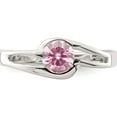 thumbnail image 5 of Sterling Silver Pink Round Bezel Cz Ring (Size 6) Made In Thailand qr4376-6, 5 of 5