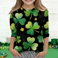thumbnail image 2 of St.Patricks Day Shirts Kids Crew Neck 3/4 Sleeve Festival Print Pullover Tops Casual Loose Holiday Party Tees (11 Years, Green-J), 2 of 6
