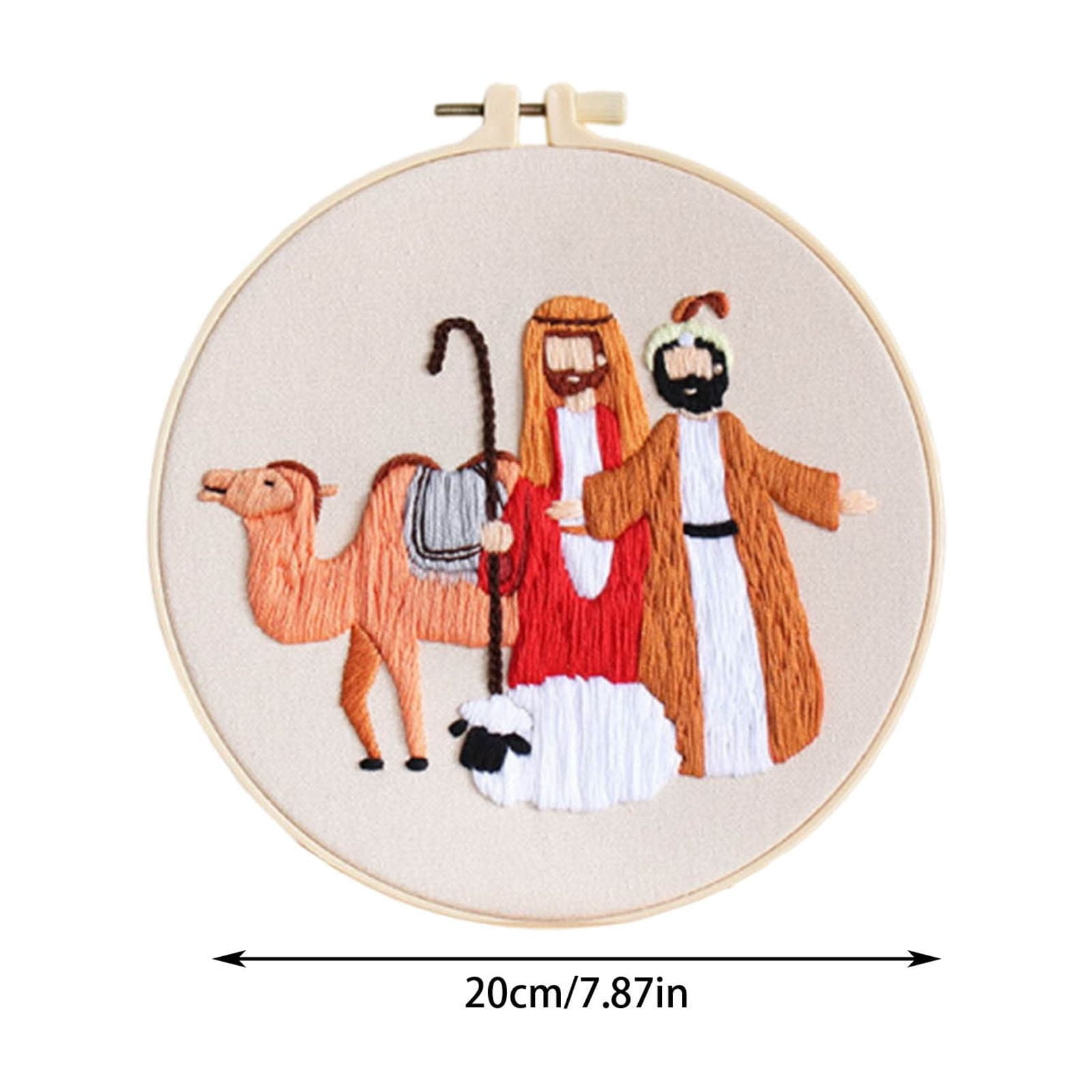 Embroidery Kits for Adults, Nativity Cross Stitch Kits, with Embroidery Hoop, Religious Embroidery Kit, Handmade Fabric Needlepoint Kits, for Christmas Holiday Xmas Easter Decor