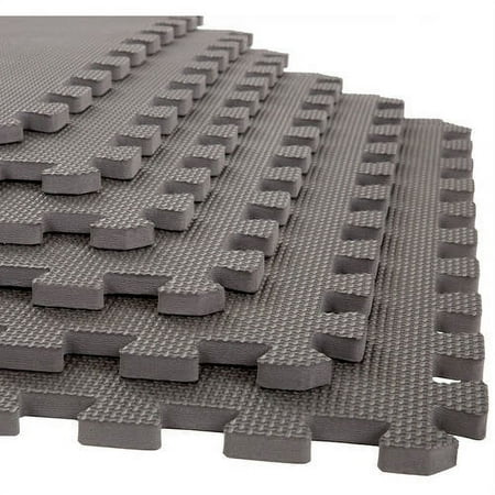 Stalwart Interlocking EVA Foam Mat Floor Tiles 24 Sq Ft 6 Pieces Gray