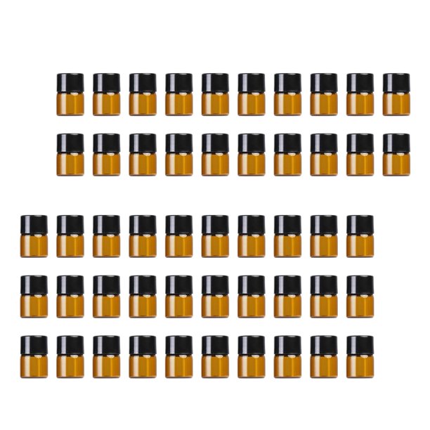 Jumpingount 50x Botellas de vidrio recargables Durable Mini para de fragancias 1ml Enchufe combinado Cuentagotas de vidrio y botellas Tapón cóncavo de 1 ml