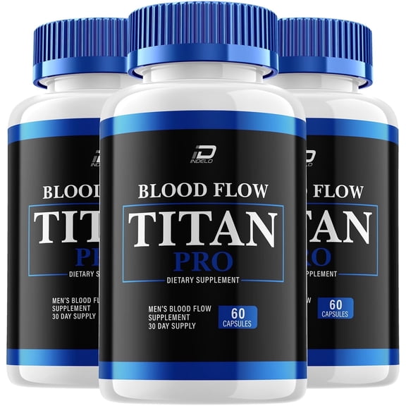 Blood Flow Titan for Men Capsules – BloodFlow Titan Vitamin Complex Pills, Energy, 3 Pack, 180 Capsules