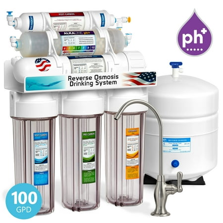 Express Water 10-Stage Alkaline Remineralization Reverse Osmosis RO Water Filter System, Clear, 100 GPD, Brushed Nickel