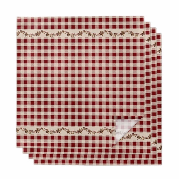 Cloth Napkins Set of 4 - 20x20 Inches, Western Texas Star Retro Washable Reusable Table Napkins, Country Vintage Red Beige Plaid Soft & Absortbent Dining Napkin for Party Wedding Hotel Restaurant