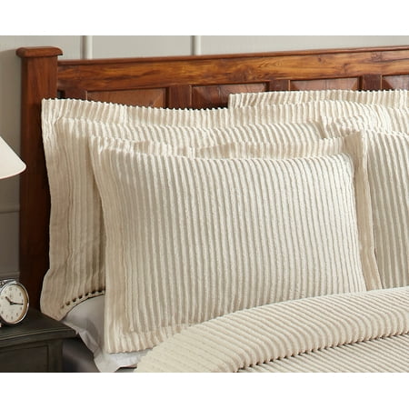 Better Trends 26"x 26" Euro Pillow Sham 100% Cotton Pillow Cover Stripe Design Machine Washable (Ivory) Jullian Collection