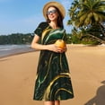 thumbnail image 4 of Disketp Green Marble para Vestido de Manga Corta para Mujeres, Vestidos de Verano para Mujeres, Casual y Holgado para la Playa, 4 of 6