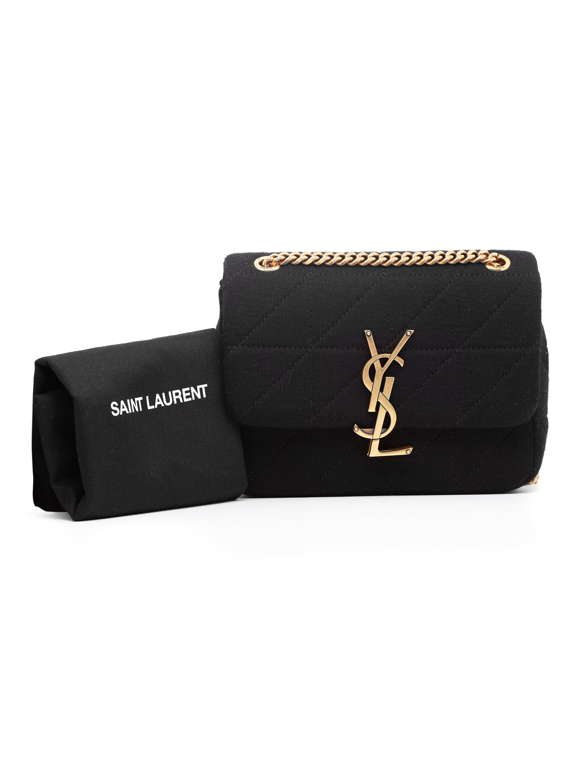 Saint Laurent Jamie Mini Quilted Wool Black Crossbody Bag