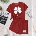thumbnail image 4 of Vestido de manga corta para niños Día de San Patricio impreso conjunto de dos piezas niñas casual cuello redondo blusa y pantalones cortos, 4 of 6