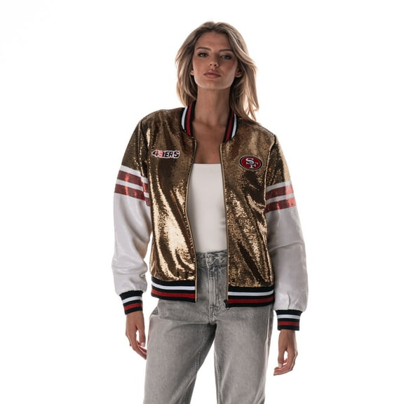 Women's The Wild Collective Gold San Francisco 49ers Sequin Bomber Jacket