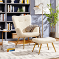 thumbnail image 4 of Renwick Boucle Accent Chair and Ottoman Set with Golden Metal Legs, Ivory, 4 of 10