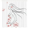 thumbnail image 3 of Ambesonne Animal Shower Curtain, Girl Flowers Butterfly, 69"Wx75"L, Charcoal Grey Vermilion, 3 of 5