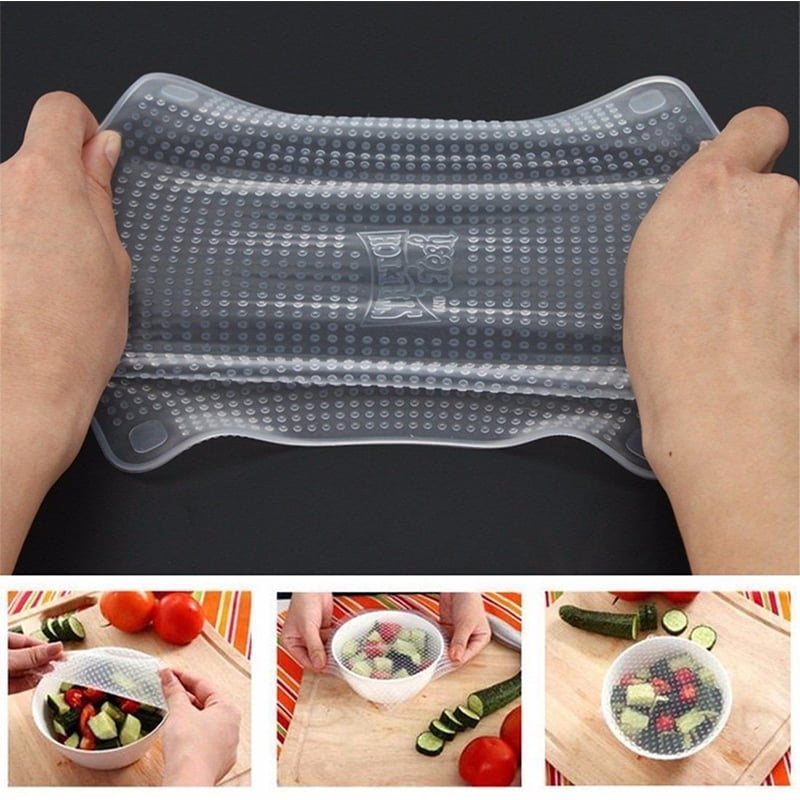 Pack 12 Stretch and Fresh Silicone Wraps Seal Cover Cling Film Lid Reusable 