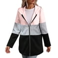 thumbnail image 6 of cocolona Womens Color Block Jackets Zip Up Hooded Long Sleeve Sweatshirts Casual Loose Plus Szie Fall Tops, 6 of 6