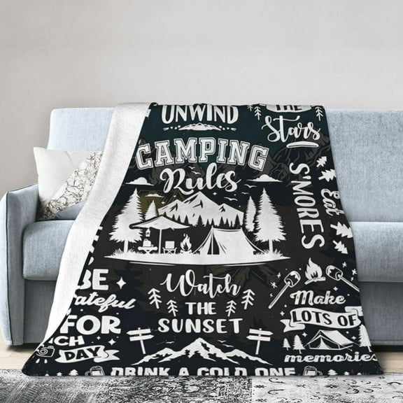 Camping Blanket for Camping Lovers, Gifts for Men and Women, Soft Throws Flannel Blankets Gifts for Camper Outdoor, Outdoor Adventures, and Hiking 50x40