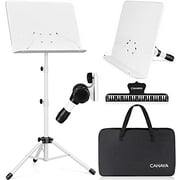 CAHAYA Sheet Music Stand & Tabletop Music Stand Solid Back with Carrying Bag for Books Notes Laptop Tablet White