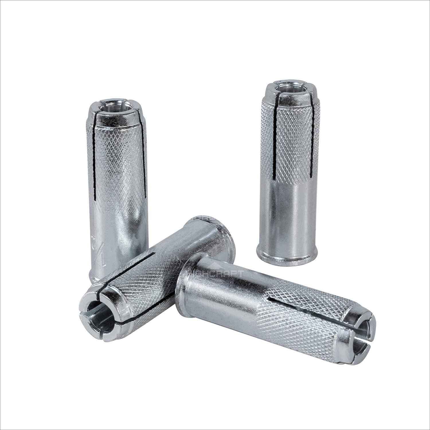 Highcraft 3/4" Drop-In Anchors Zinc Plated Steel, Knurled, 25 Pk