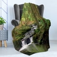 thumbnail image 4 of Nature Soft Flannel Fleece Throw Blanket, Stream Flowing in Forest Mossy Rocks Tree Foliage Splash Summertime Hiking, Cozy Plush for Indoor and Outdoor Use, 60" x 80", Apple Green Umber, by Ambesonne, 4 of 5