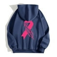 thumbnail image 5 of Fshinging Women Hoodie Sweatshirt Cancer Pink Ribbon Feather Print Zipper Jackets Long Sleeve Pocket Drawstring Ladies Pullover Tops, 5 of 6