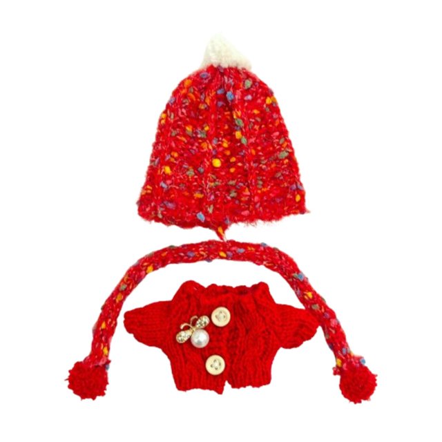 Suéter de figura de felpa perfke para muñecas de 15cm Pañuelo rojo colorido