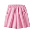 thumbnail image 4 of DAETIROS Girls Pink Cotton Shorts with Pockets 100% Cotton Elastic Waist Breathable Solid Casual Play Everyday School Summer Bottoms Sizes 3T-4T 5-6 7-8 9-10 11-12 13,Size 3-4 T, 4 of 6