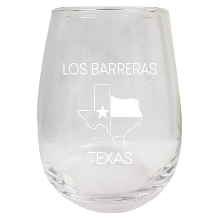 

Los Barreras Texas Souvenir 9 Ounce Laser Engraved Stemless Wine Glass State Flag Design 2-Pack