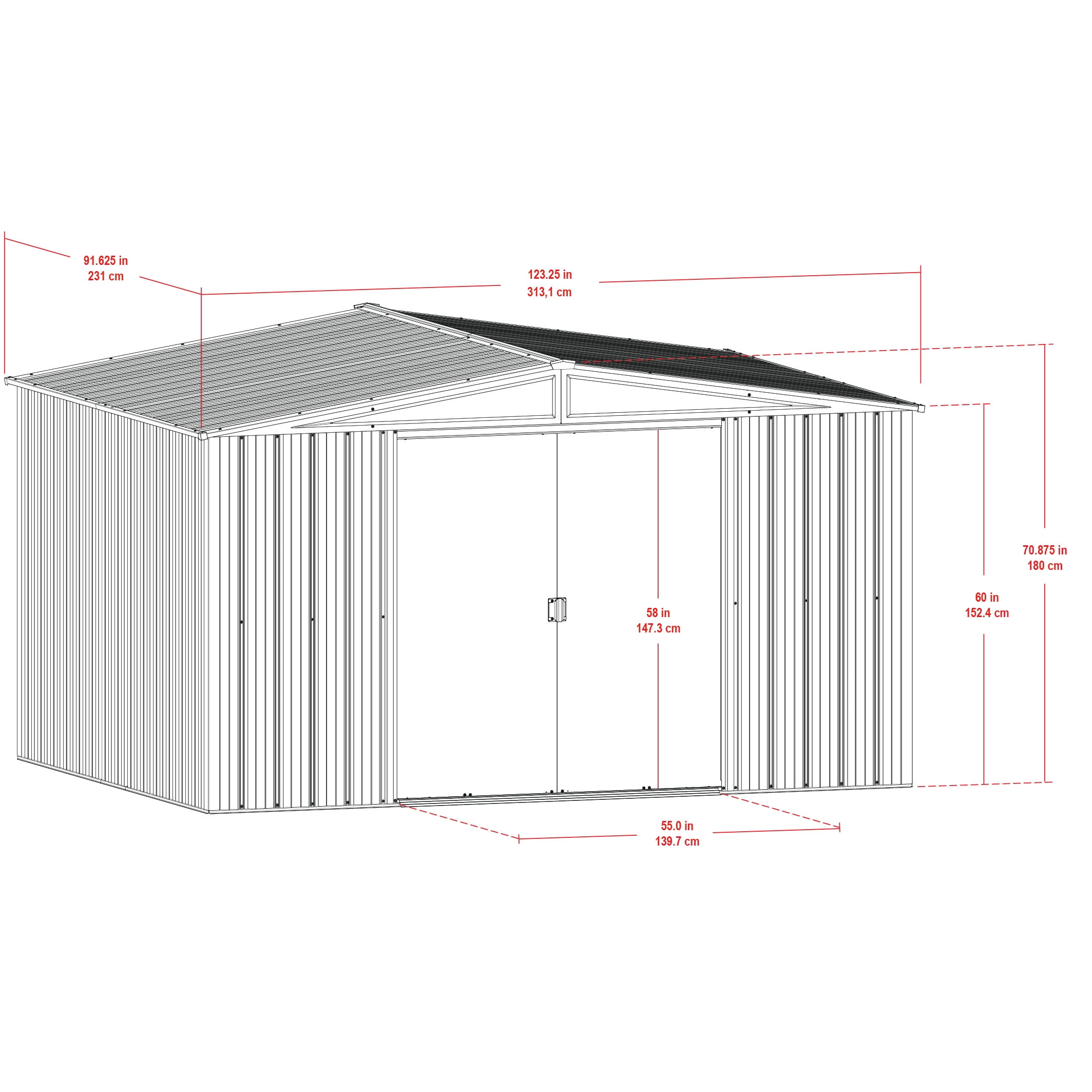 Arrow Essentials 8 x 10 ft Charcoal Essential Steel Shed