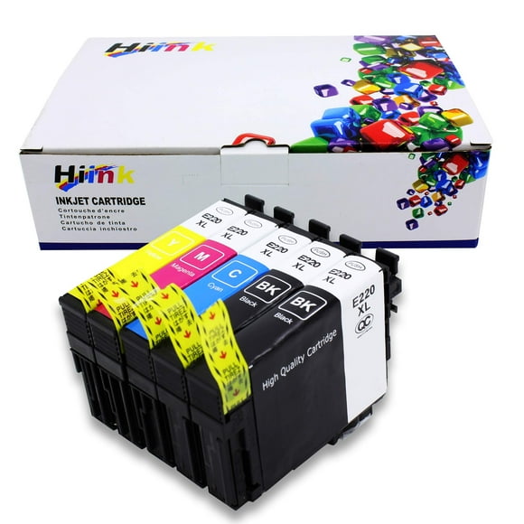 HIINK Cartouche d'Encre Remanufacturée de Remplacement pour Epson 220 Haute Capacité à Utiliser avec Epson XP-320 XP-420 XP-424 WF-2630 WF-2650 WF-2660 WF-2750 WF-2760(Noir Cyan Magenta Jaune, 5 Pack)