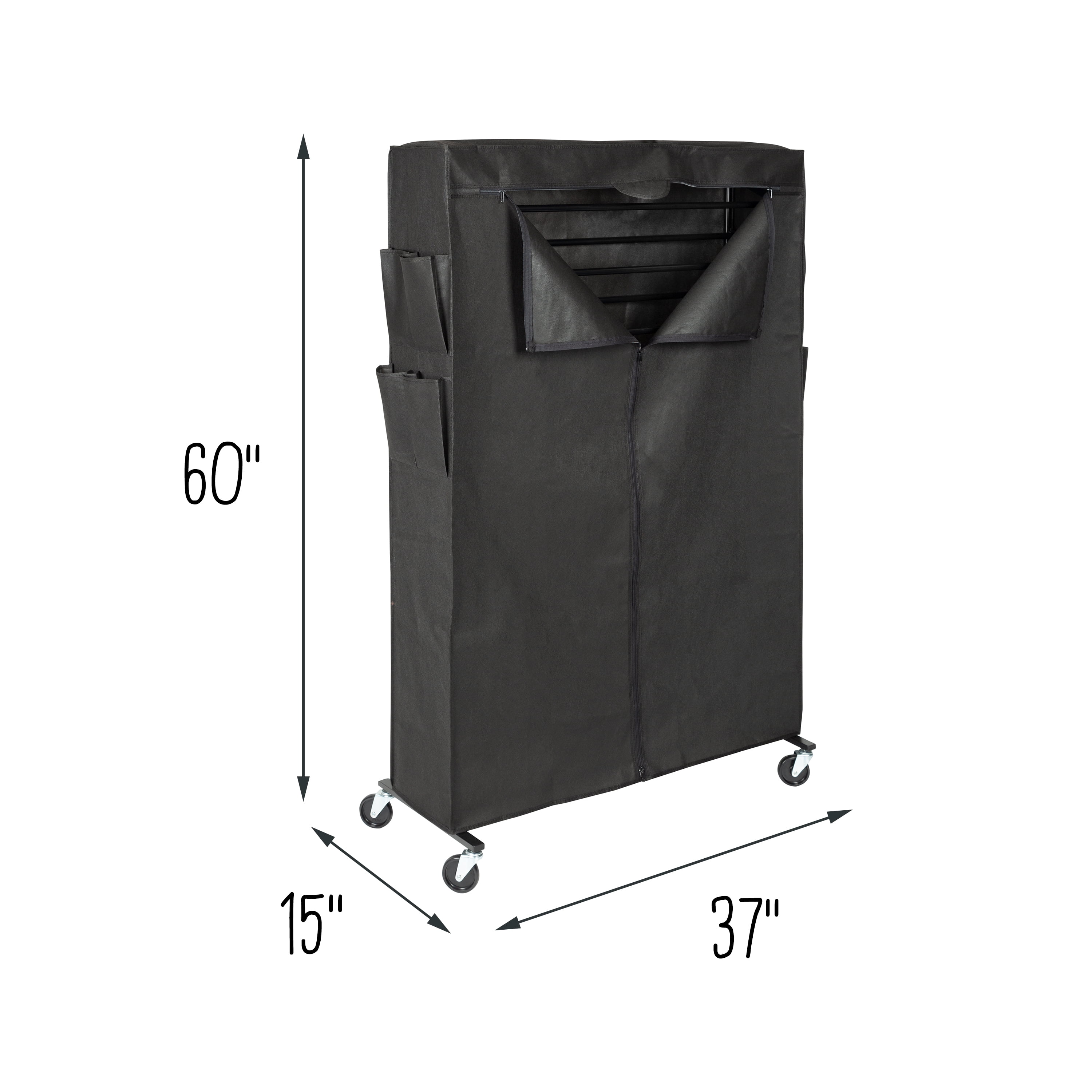 Rolling Shoe Rack and Shoe Rack Cover Up to 50 Pairs of Shoes, Black